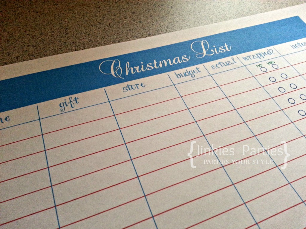 Christmas Gift List | Jinkies Parties
