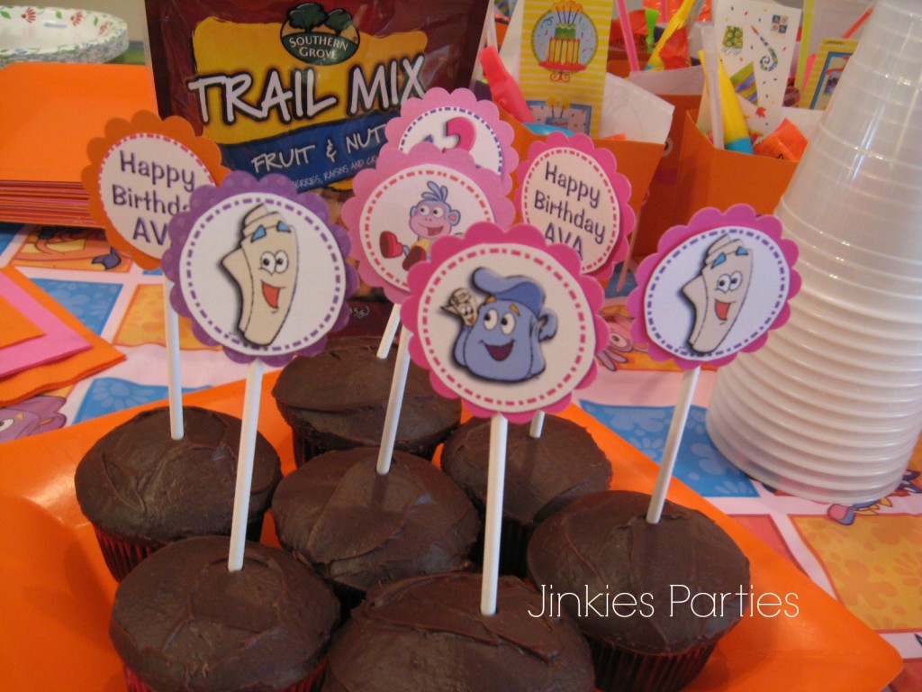 Dora the explorer cupcake toppers by Jinkies Parties on 31 days of party planning